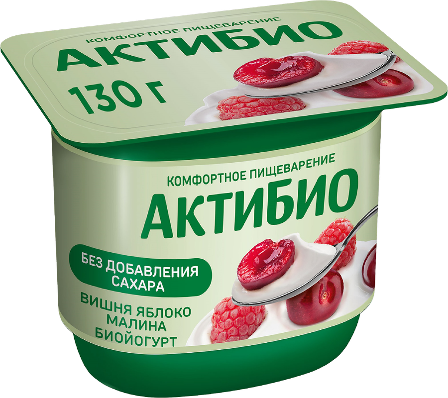 Биойогурт Актибио Вишня-Яблоко-Малина 2,9% 130 г