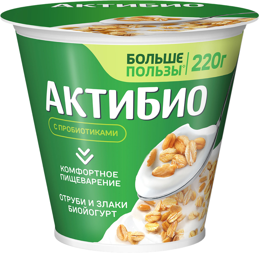 Биойогурт АктиБио отруби-злаки 2,9%, 220г