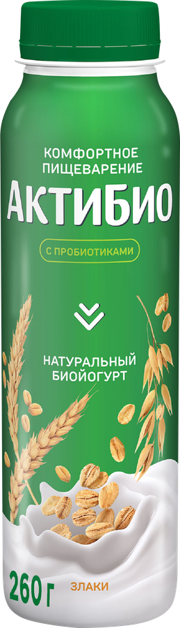 Биойогурт питьевой Актибио Злаки 1,5% 260 г