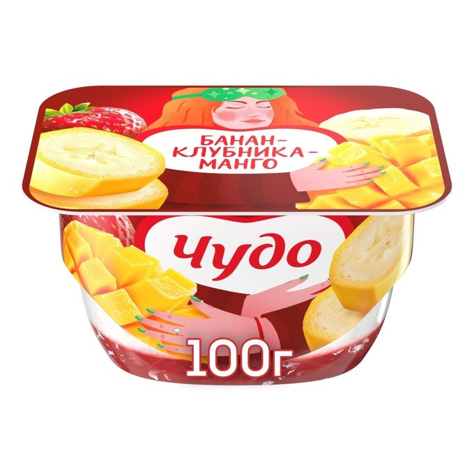 ЧУДО ТВОРОЖОК 2СЛ БАНАН КЛУБ МАНГО СТАК 100 ГР *8