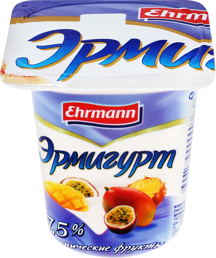 ЙОГУРТ ЭРМИГУРТ ТРОПИК ФРУКТЫ 7,5% СТАК 100 ГР *24