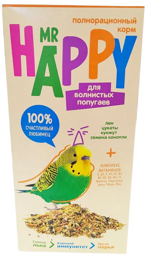 КОРМ ДЛЯ ПОПУГАЕВ ХАППИ М\У 400 ГР