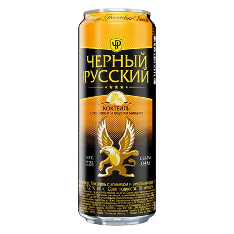 КОКТЕЙЛЬ ЧЕРНЫЙ РУССКИЙ КОНЬЯК МИНДАЛЬ СБ\АЛК Ж\Б 0,45 Л *12