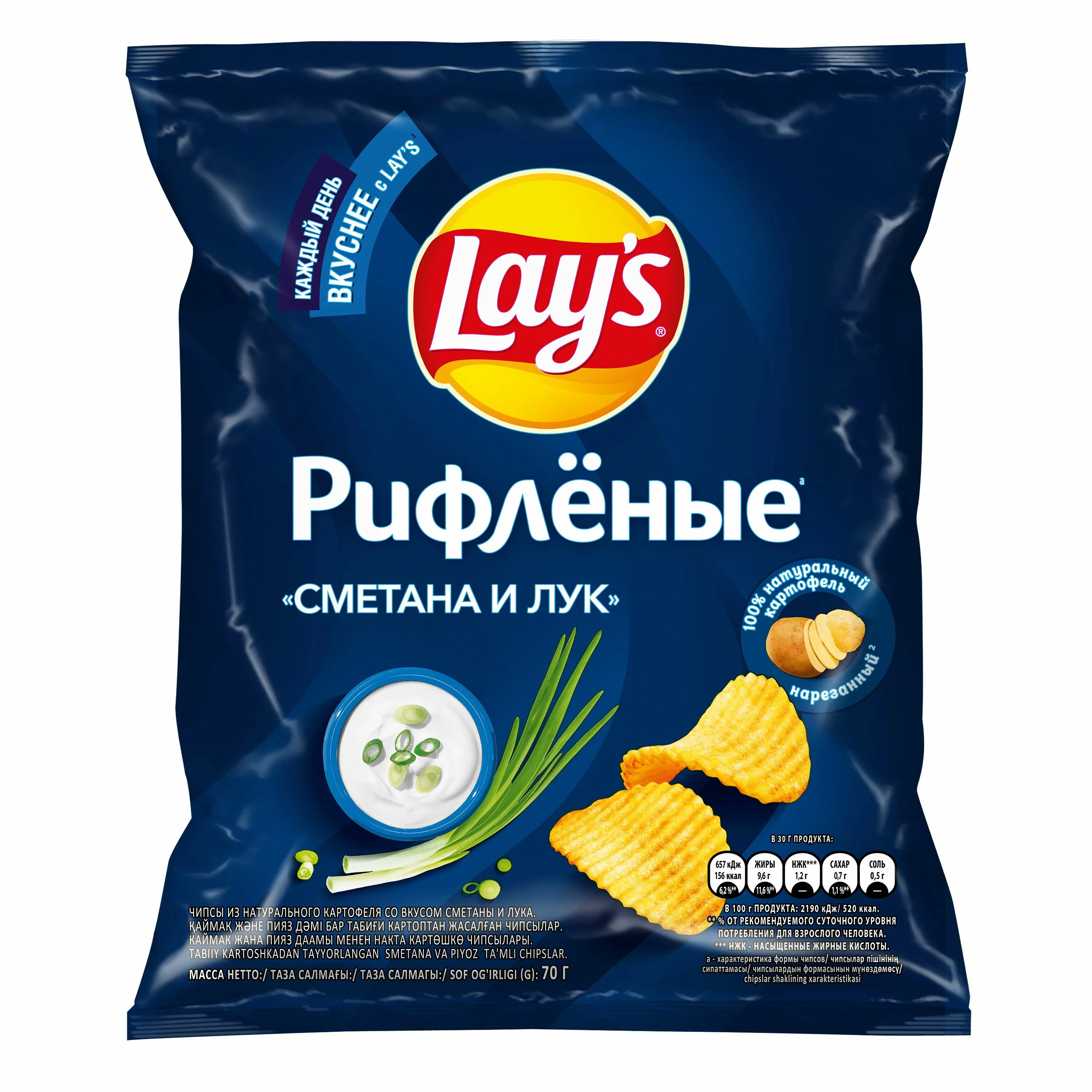 Чипсы Lay's Рифленые сметана и лук 150 гр