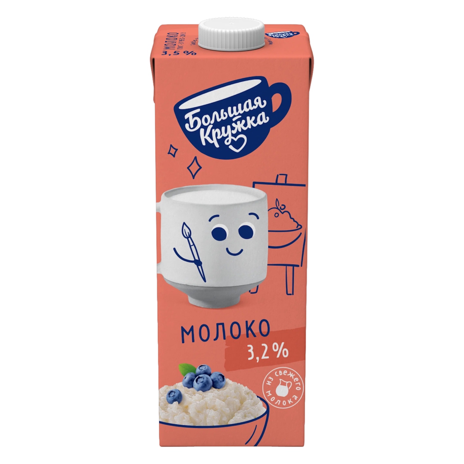 Молоко Большая Кружка ультрапастеризованное 3.2%, 0.95 л