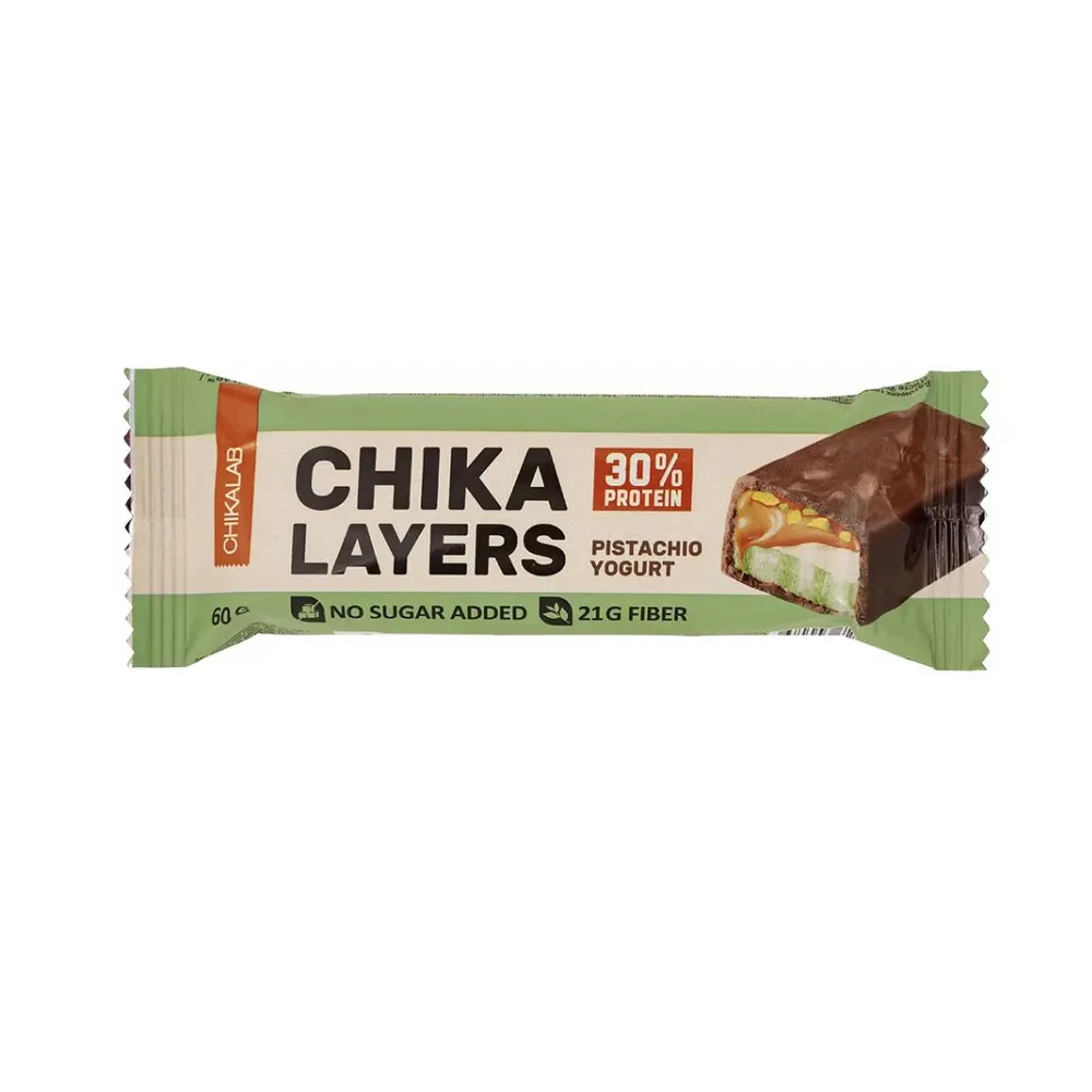 Батончик LAYERS CHIKALAB глазированный со вкусом Фисташковый йогурт 60г