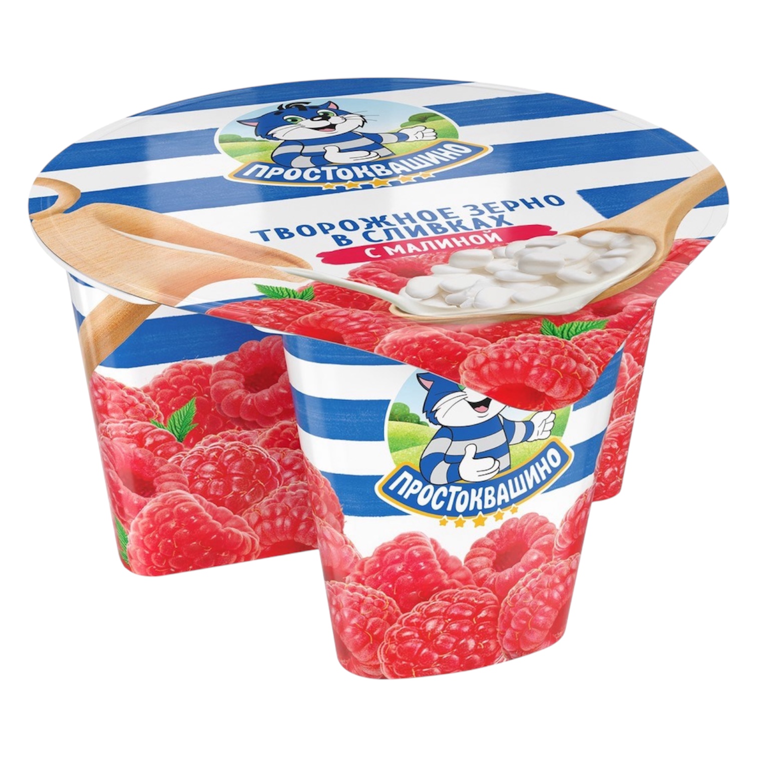 Творог зерненый Простоквашино с малиной 5%, 140г