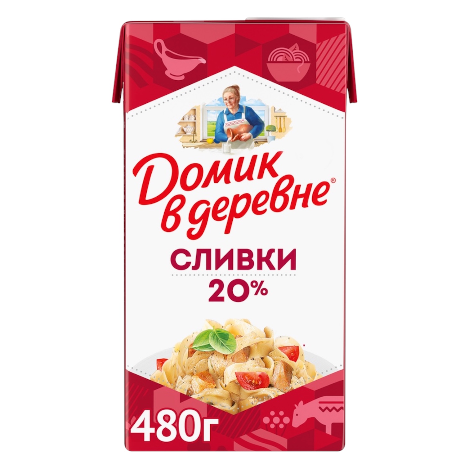 Сливки стерилизованные ДОМИК В ДЕРЕВНЕ 20% 480г