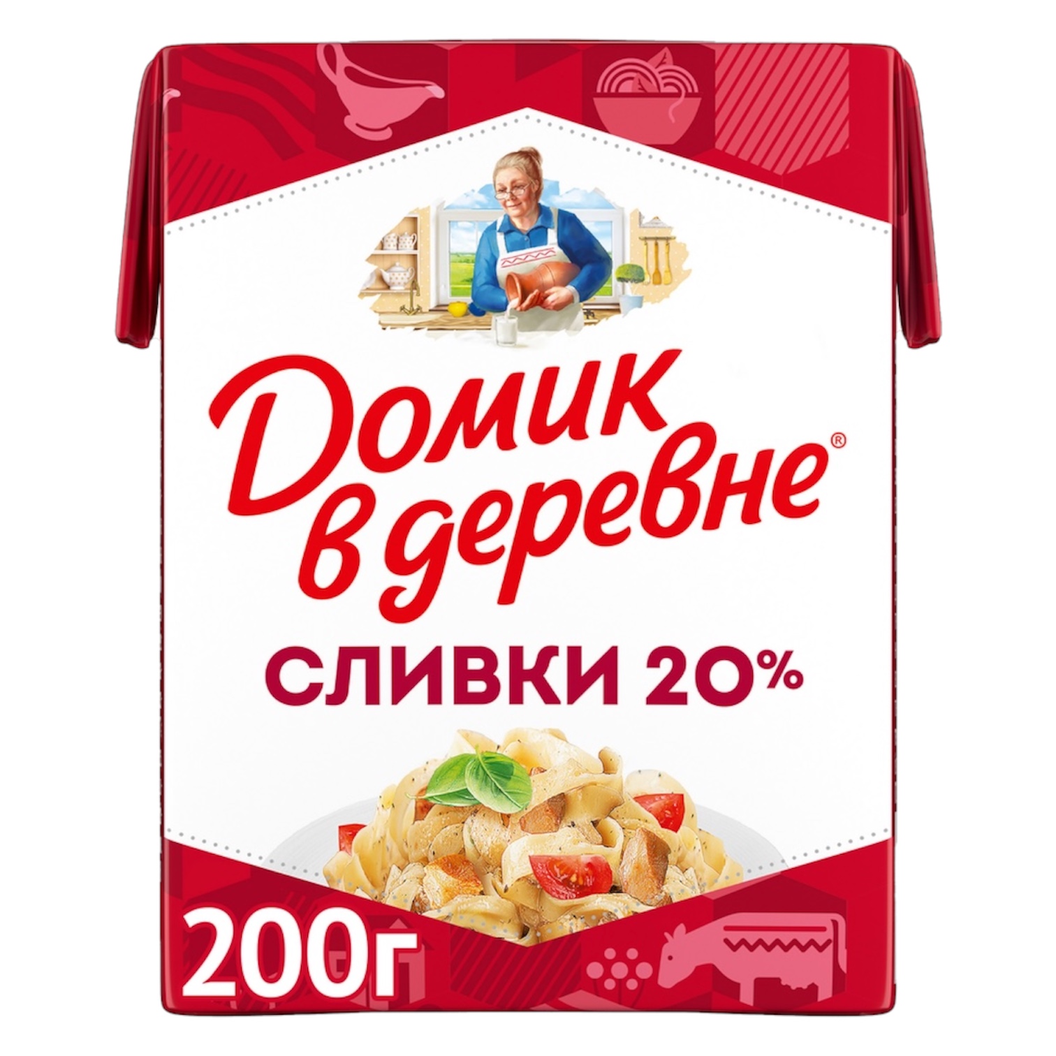 Сливки стерилизованные ДОМИК В ДЕРЕВНЕ 20%, без змж, 200г