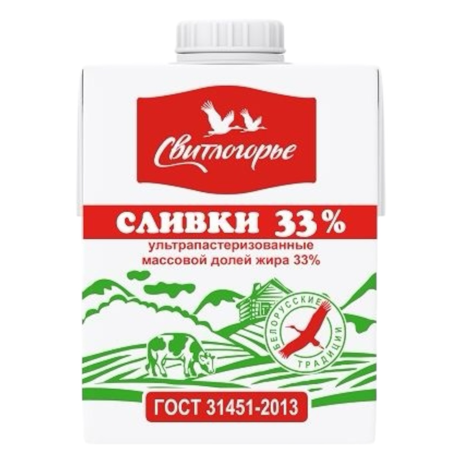 Сливки Свитлогорье ультрапастеризованные 33% 500г