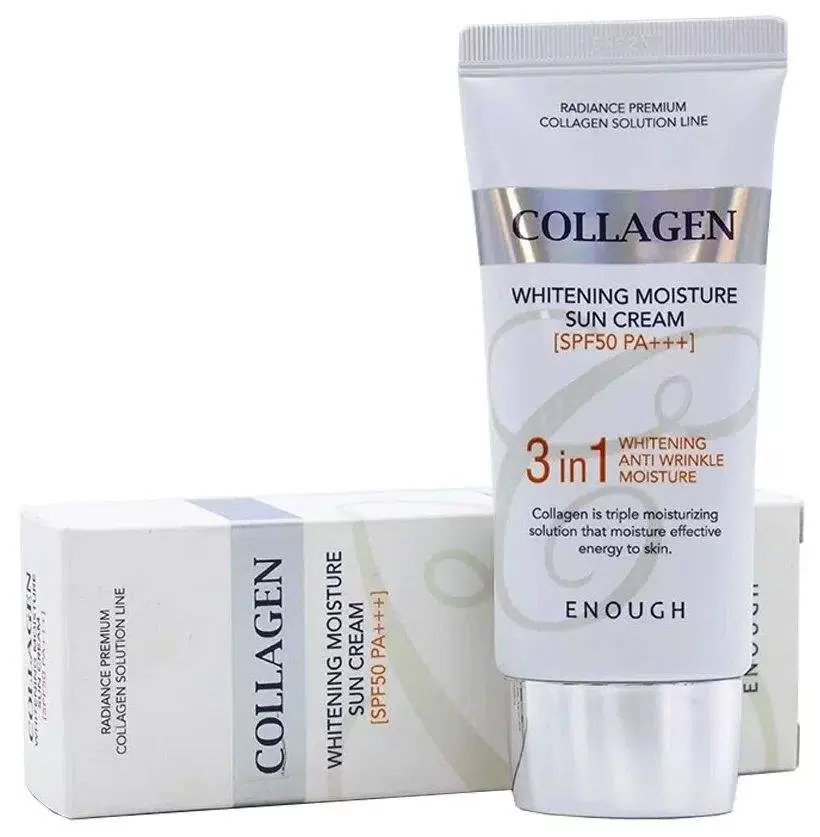 Солнцезащитный крем с коллагеном [Enough] Collagen 3in1 Whitening Moisture Sun Сream SPF50 PA+++