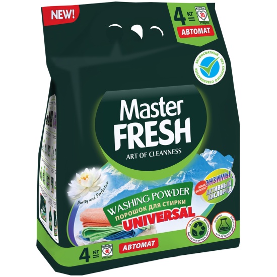 Стиральный порошок Master FRESH UNIVERSAL бесфосфатный, с активным кислородом, 4 кг