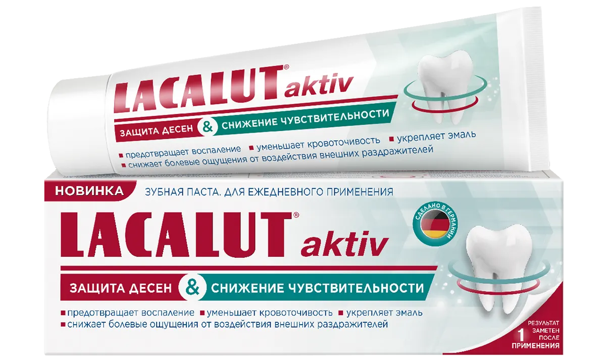 Зубная паста LACALUT aktiv, защита десен и снижение чувствительности, 75 мл