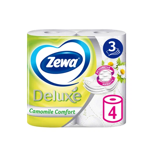 Туалетная бумага Zewa Deluxe 3 слоя Ромашка (4 шт)