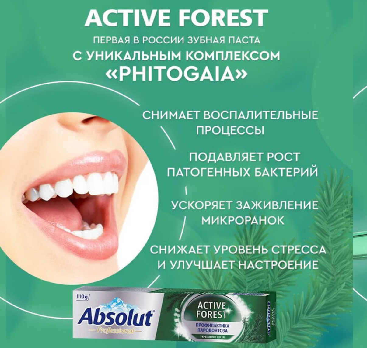 Зубная паста Absolut Active Forest Профилактика пародонтоза 110г.