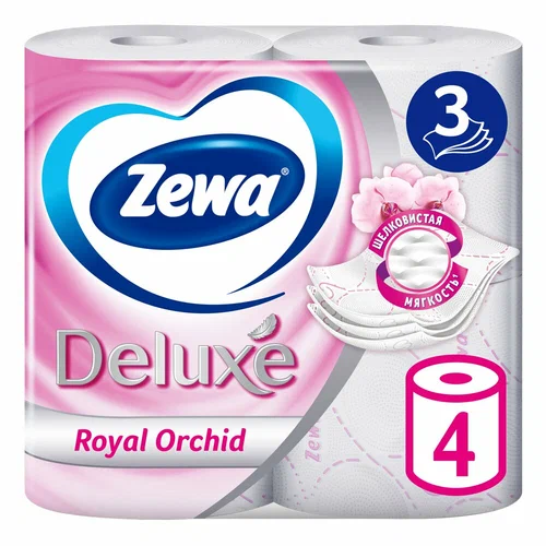 Туалетная бумага Zewa Deluxe 3 слоя Орхидея (4 шт)