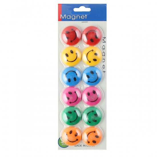 Магниты для доски Alingar "Smile" 30мм., 12шт в наборе, цвета ассорти, 7,5*21,5