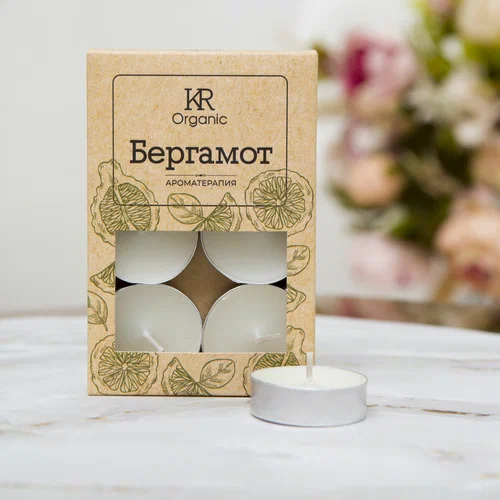 Свеча чайная ароматическая ORGANIC 6шт. Бергамот