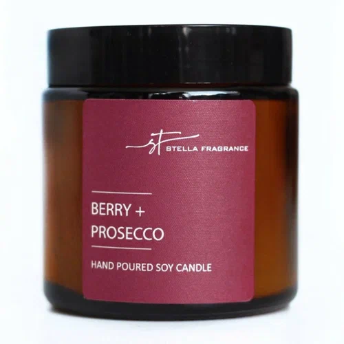 Свеча ароматическая STELLA FRAGRANCE Berry+Prosecco, 90 гр.