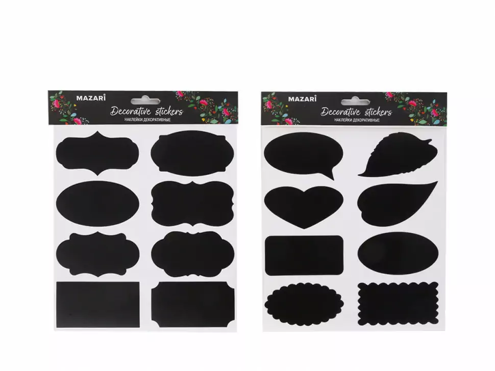 Набор наклеек декоративных IN  BLACK, 19,5 x 21,6 см, ПВХ, 3 листа в комплекте, ассорти 4 дизайна, ОПП-упаковка