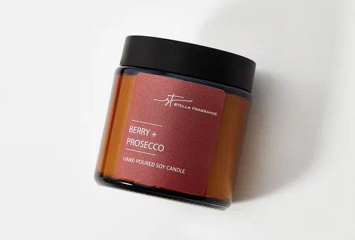 Свеча ароматическая STELLA FRAGRANCE Berry+Prosecco, 90 гр.