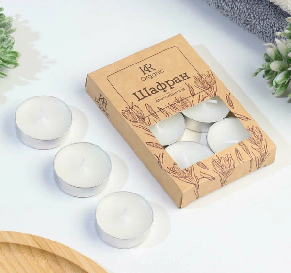 Свеча чайная ароматическая ORGANIC 6шт. Шафран