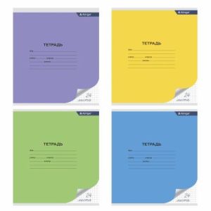 Тетрадь 24л., клетка, Alingar, скрепка, блок офсет, мелованный картон, "Mix Bright"