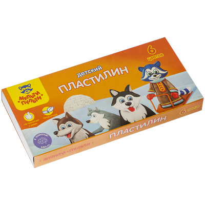 Пластилин Мульти-Пульти "Енот на Аляске", 06 цветов, 90г, со стеком, картон