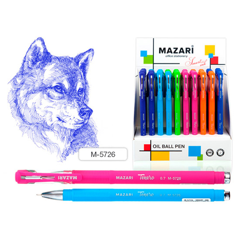 Ручка шариковая TENERO, СИНЯЯ, серия Smart Ink, чернила на масляной основе (Индия), игольчатый пиш.узел 0.7мм (Индия), корпус пластиковый цветной, с покрытием Soft, картонный дисплей