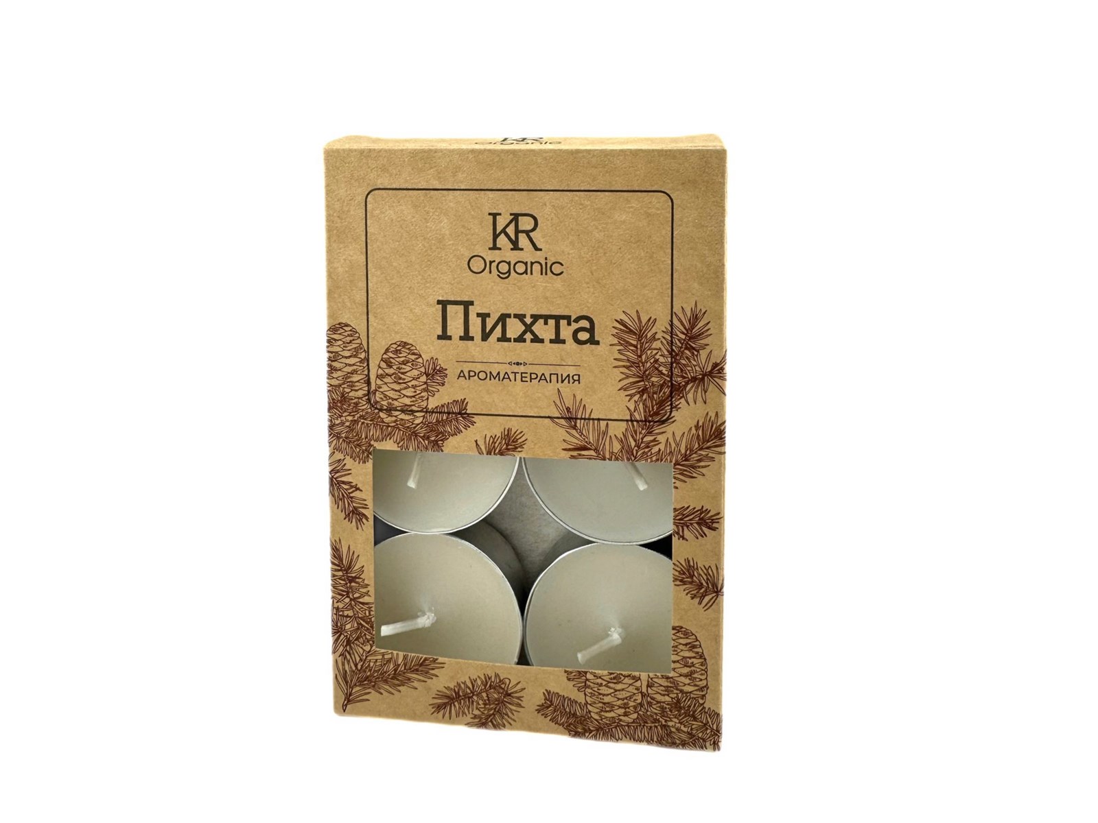 Свеча чайная ароматическая ORGANIC 6шт. Пихта