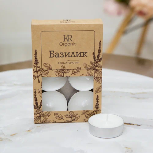 Свеча чайная ароматическая ORGANIC 6шт. Базилик