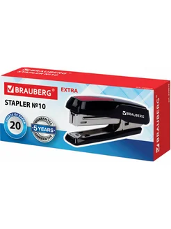 Степлер №10 BRAUBERG "Extra", до 20 листов, антистеплер, черно-красный, 229079