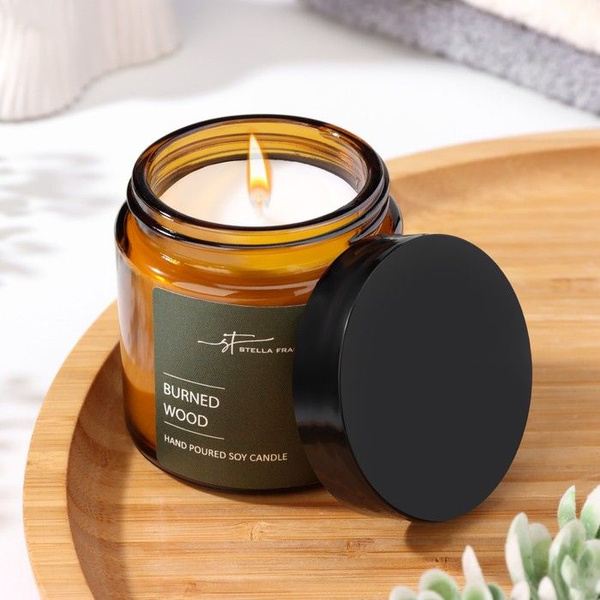 Свеча ароматическая STELLA FRAGRANCE Burned Wood, 90 гр.