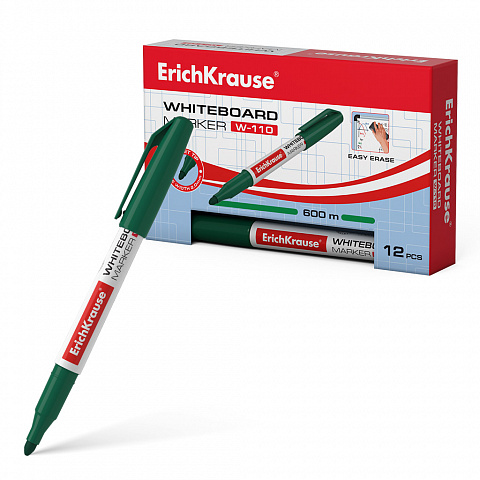 Маркер для досок ErichKrause W-110, цвет чернил зеленый