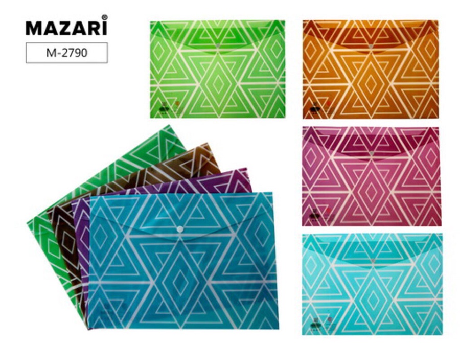 Папка канцелярская PATTERN, 26х36 см, на кнопке, пластиковая, плотность 160 мкм, 2 дизайна в ассортименте