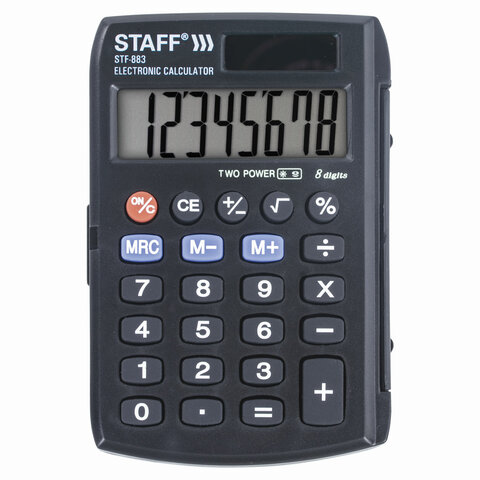 Калькулятор карманный STAFF STF-883 (95х62мм), 8 разрядов, двойное питание, 250196