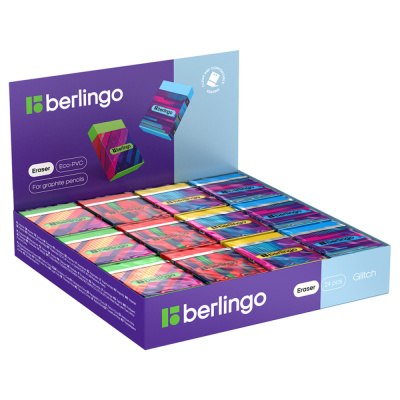 Ластик Berlingo "Glitch", Eco-PVC, пластиковый держатель с печатью, 45*32*11мм