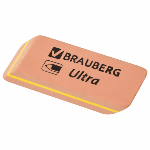 Ластик BRAUBERG "Ultra", 41х14х8мм, оранжевый, натуральный каучук, 228705