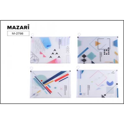 Папка канцелярская GEOMETRY, 32х24,5х2.5см, пластиковая, zip-молния, с расширением, плотность 170 мкм, 4 дизайна в ассортименте