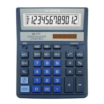 Калькулятор SKAINER настольный большой 157х200х32 мм, 12 разрд., 2 пит., 2 пам., синий