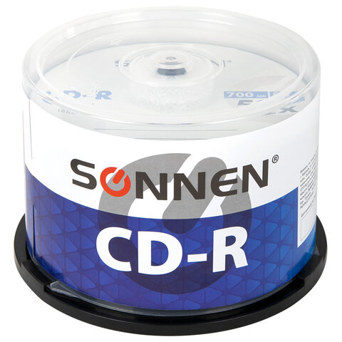 Диски CD-R SONNEN 700 Mb 52x Cake Box , 512570