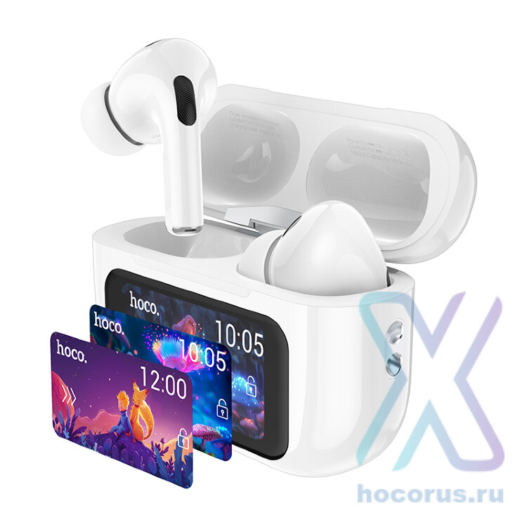 Наушники Bluetooth Hoco EW72 (ANC), в кейсе с сенсорным экраном. цвет белый