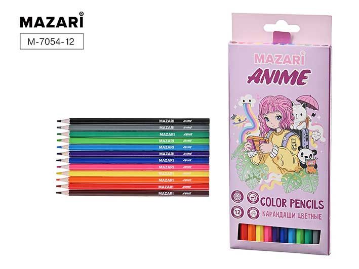 Карандаши цветные пластиковые CUTE ANIME, 12цв., шестигранный корпус,d грифеля=2,6 мм, картонная упаковка с европодвесом