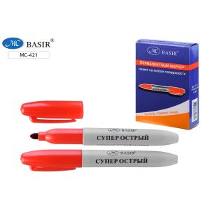 Маркер перм.круглый MC Basir MC-421 2мм.красный