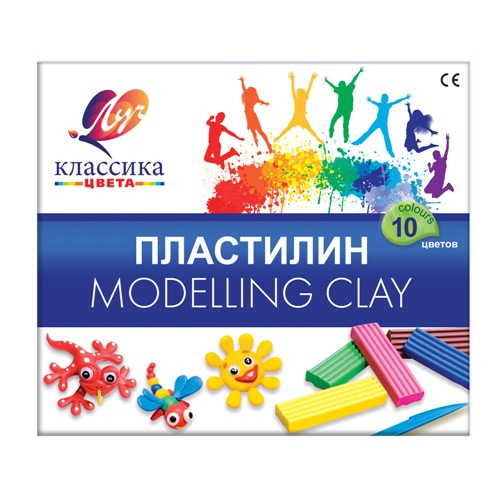 Пластилин Луч КЛАССИКА 10 цв. 200 г ассорти со стеком