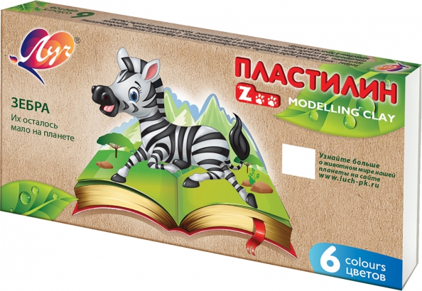 Пластилин Луч ZOO 6 цв. 90 г ассорти