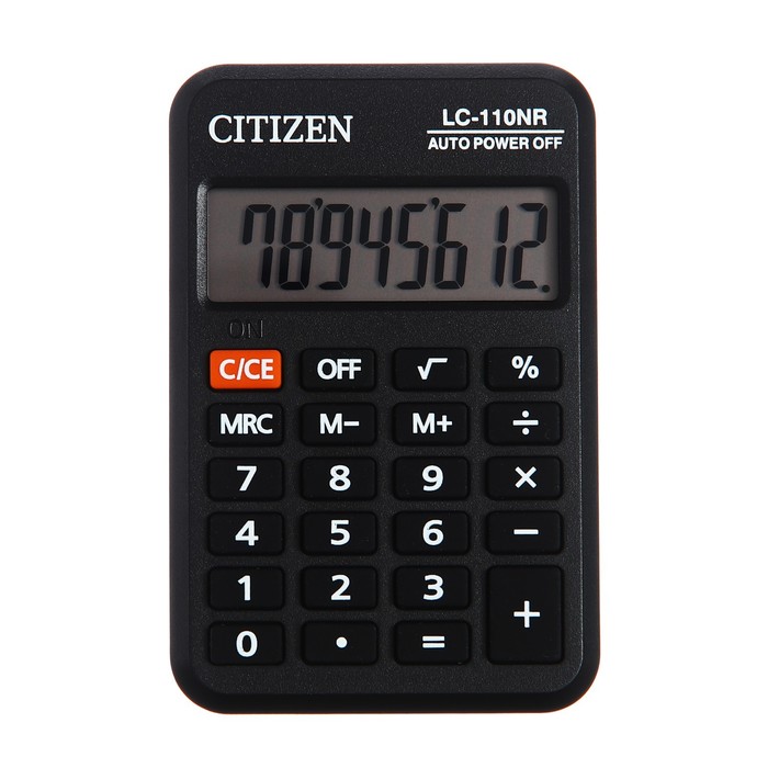 Калькулятор карманный Citizen LC-110NR, 8 разрядов, питание от батарейки, 58*88*11мм, черный