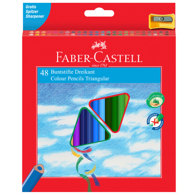 Карандаши цветные Faber-Castell "Ecopen" 48цв., трехгран., заточен., картон, европодвес, с точилкой