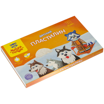 Пластилин Мульти-Пульти "Енот на Аляске", 18 цветов, 270г, со стеком, картон
