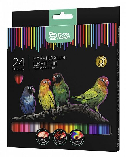 Набор цветных карандашей Schoolformat ДИКАЯ ПЛАНЕТА 24 цв. трехгран. корп. дерев. карт. уп.